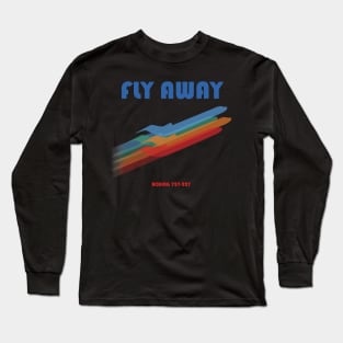 Minimalist Retro Fly Away Aviation Boeing Design Long Sleeve T-Shirt